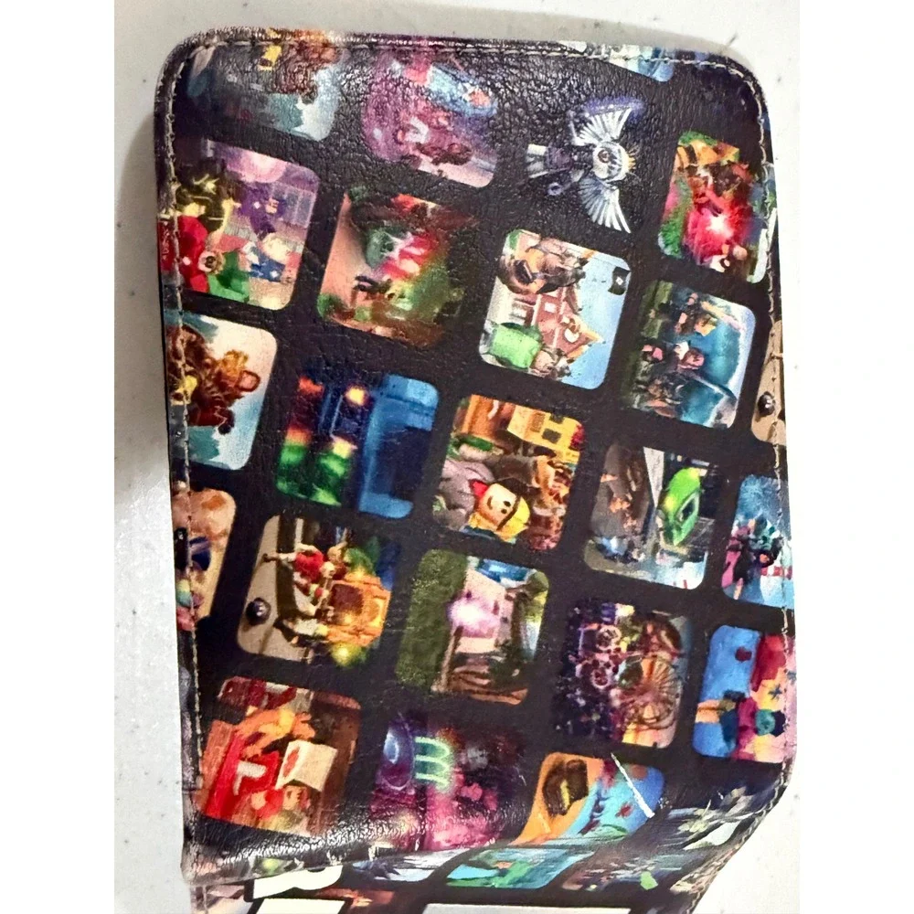 Roblox Bifold Wallet Black Multi Color Game Collage with Zipper Pocket